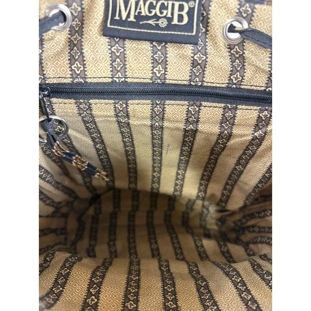 Maggie B Vintage Quilted Backpack Floral Paisley Black Boho School Travel Bag